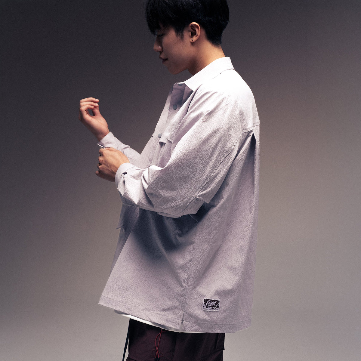 SEERSUCKER SHIRT JACKET NYLON GREY