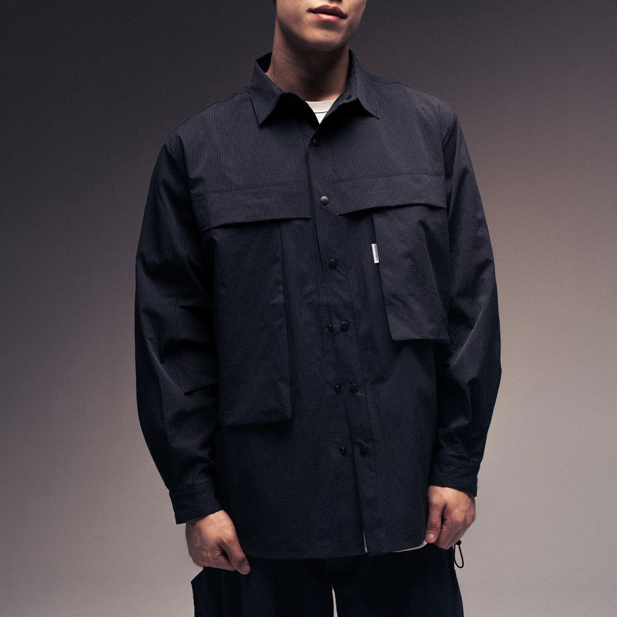 SEERSUCKER SHIRT JACKET NYLON BLACK