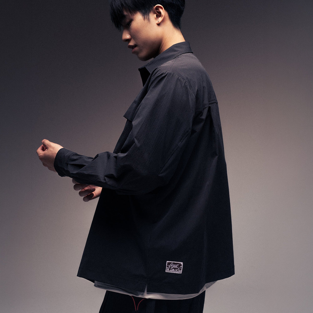 SEERSUCKER SHIRT JACKET NYLON BLACK