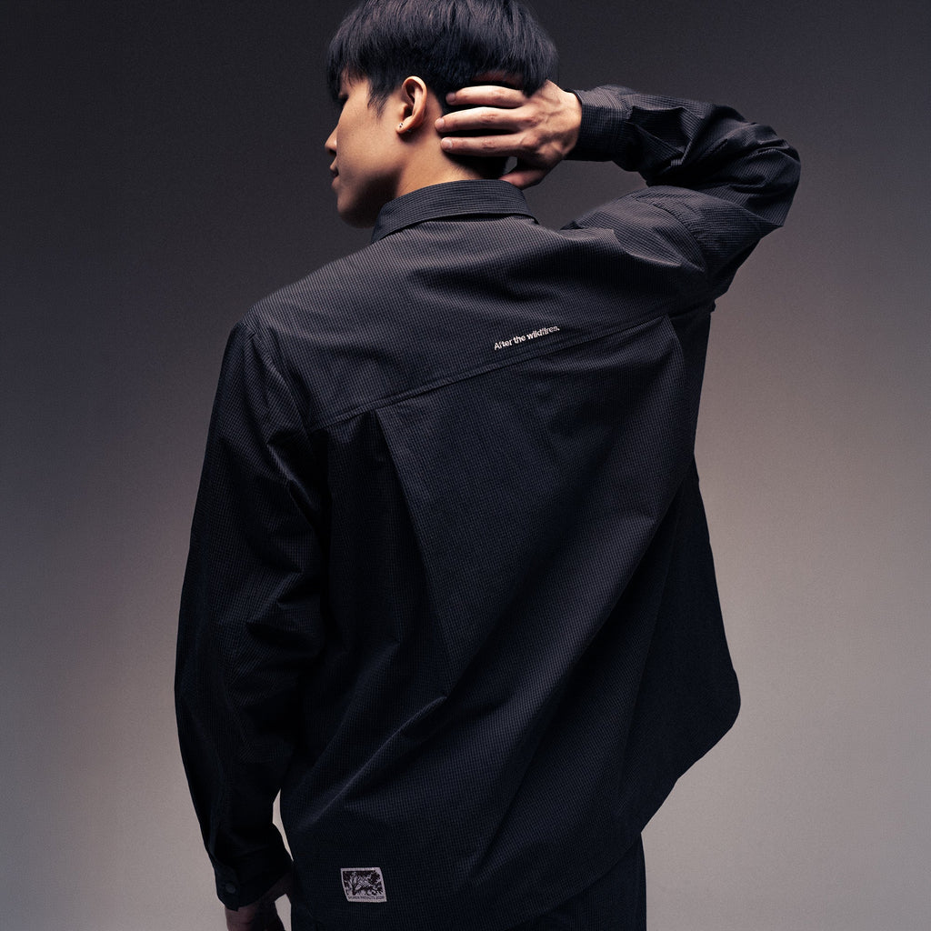 SEERSUCKER SHIRT JACKET NYLON BLACK