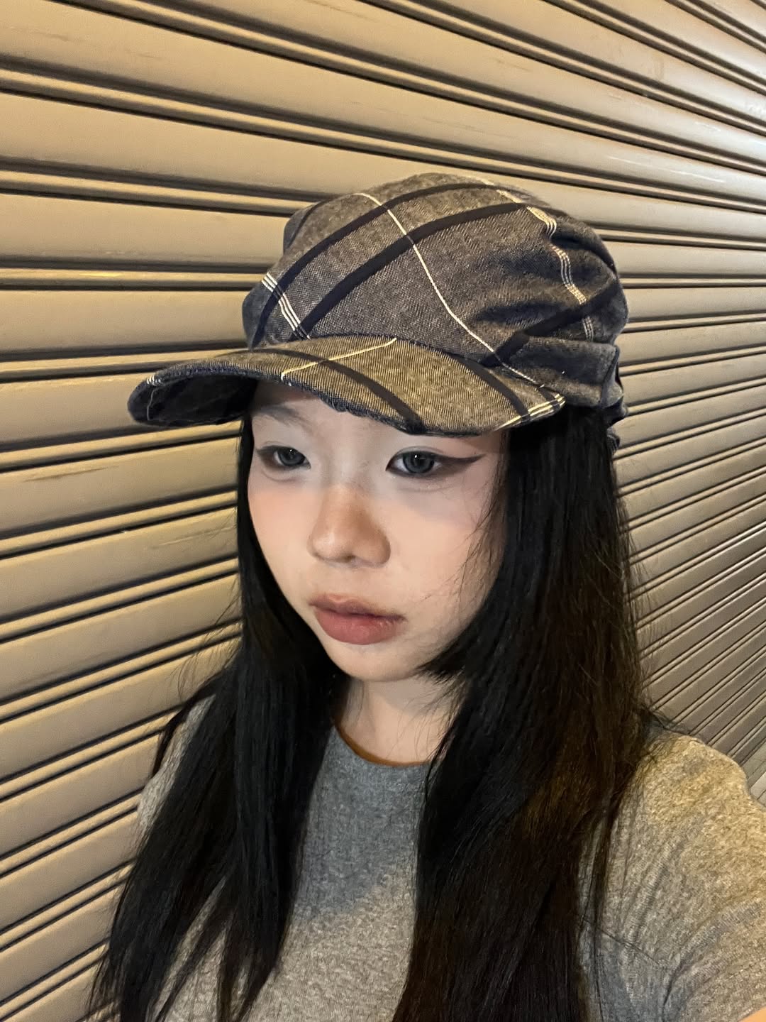 SILLYSALLY Blue Checkered Scarf Hat