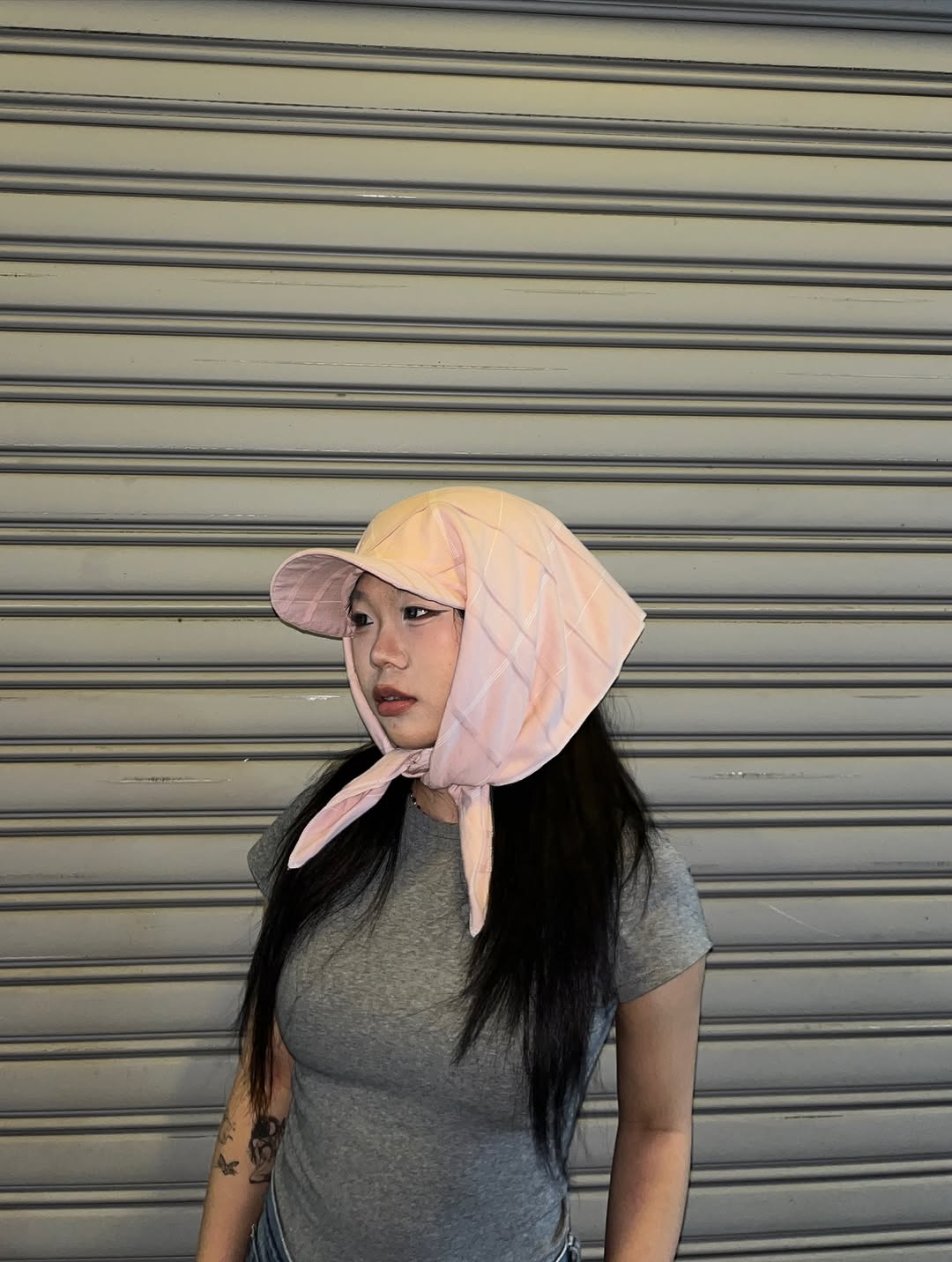 SILLYSALLY Pink Checkered Scarf Hat