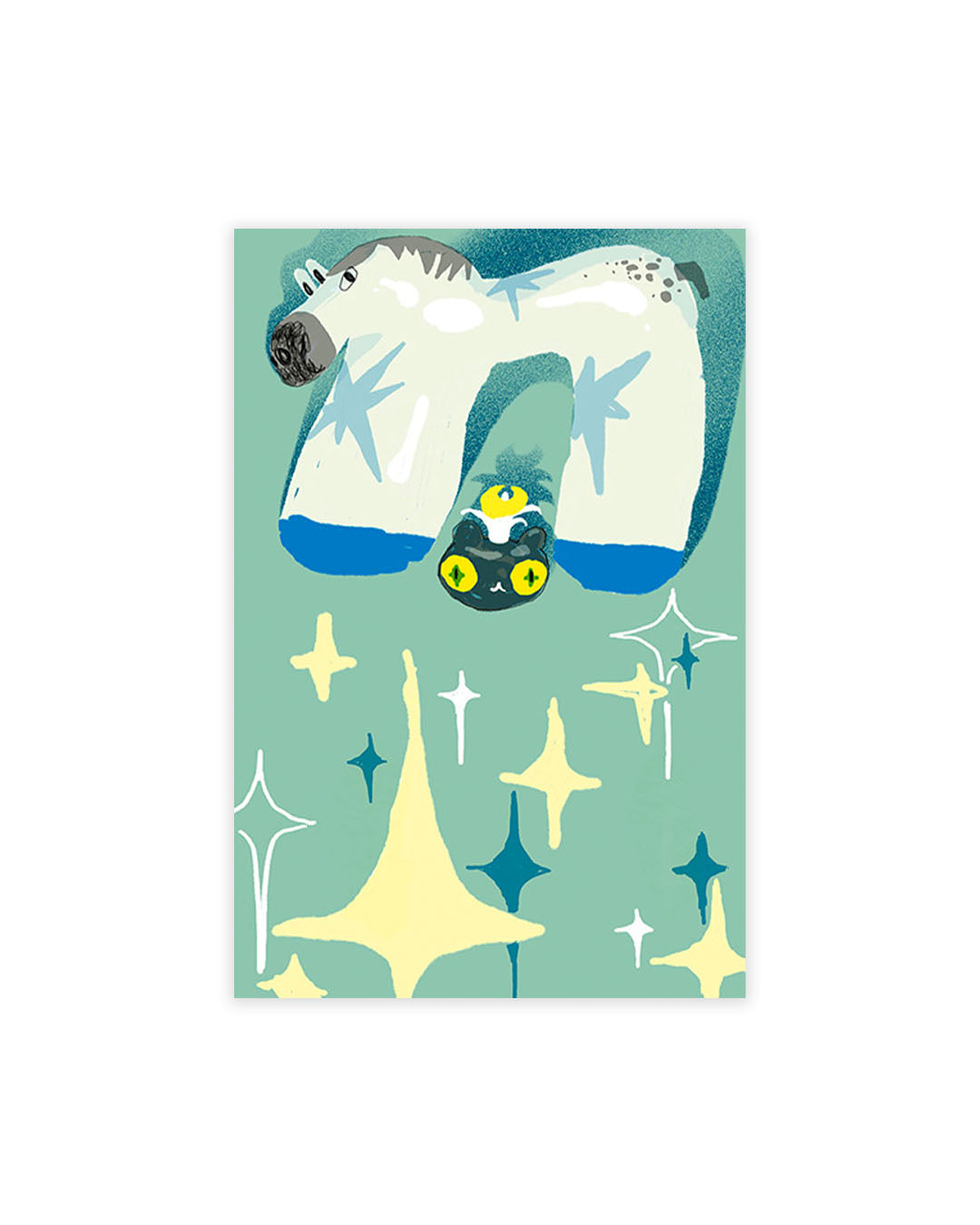 RISOGRAPH POSTCARD - STAR HORSE