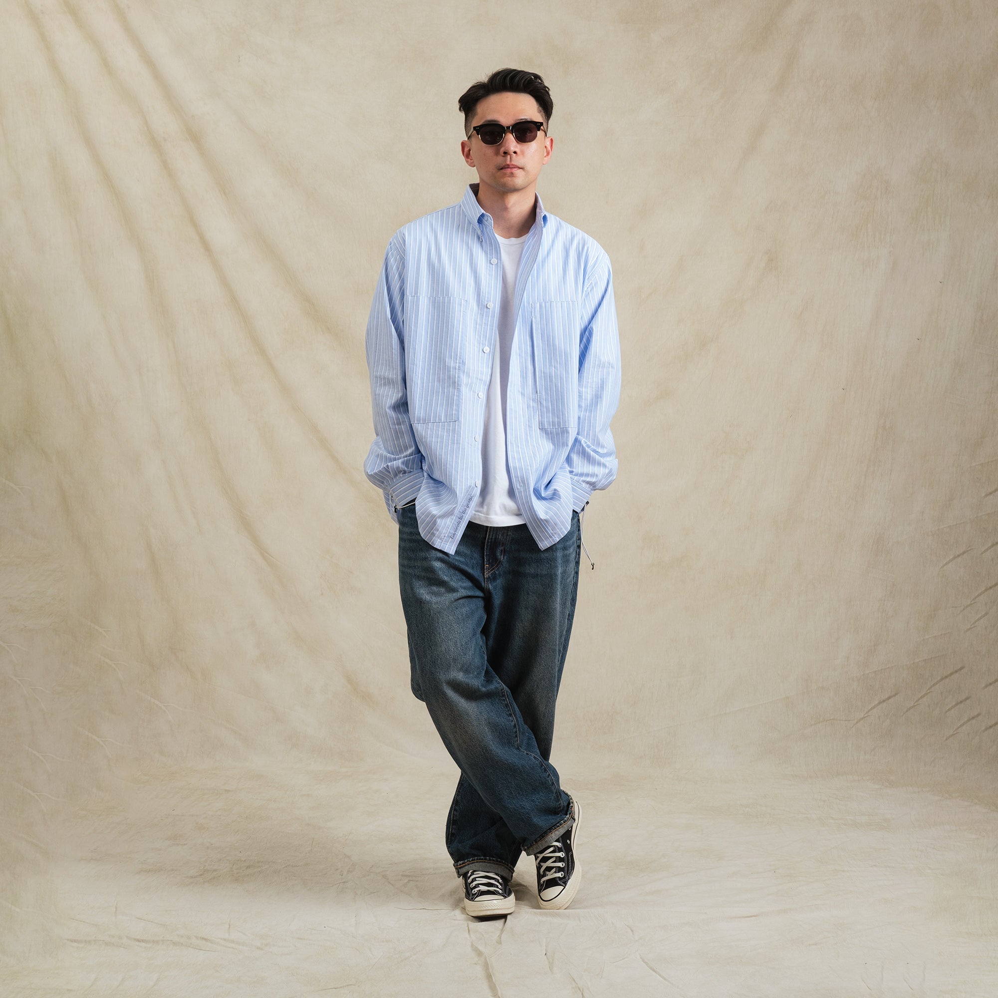 Shuren Stripe Sidepull Shirt / Cotton
