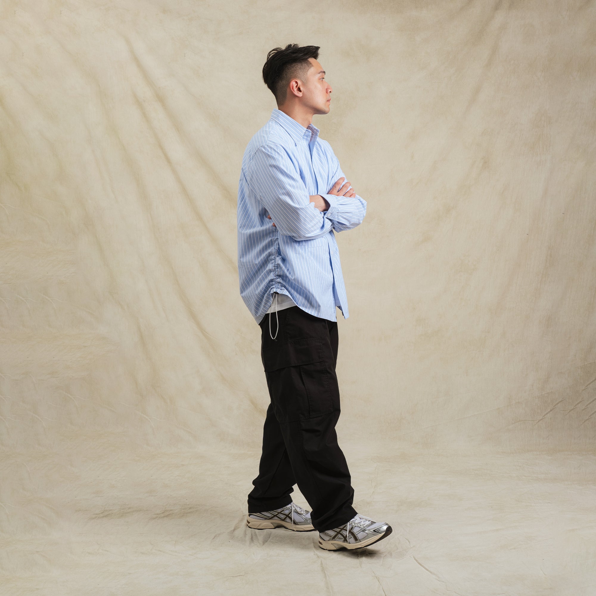 Shuren Stripe Sidepull Shirt / Cotton