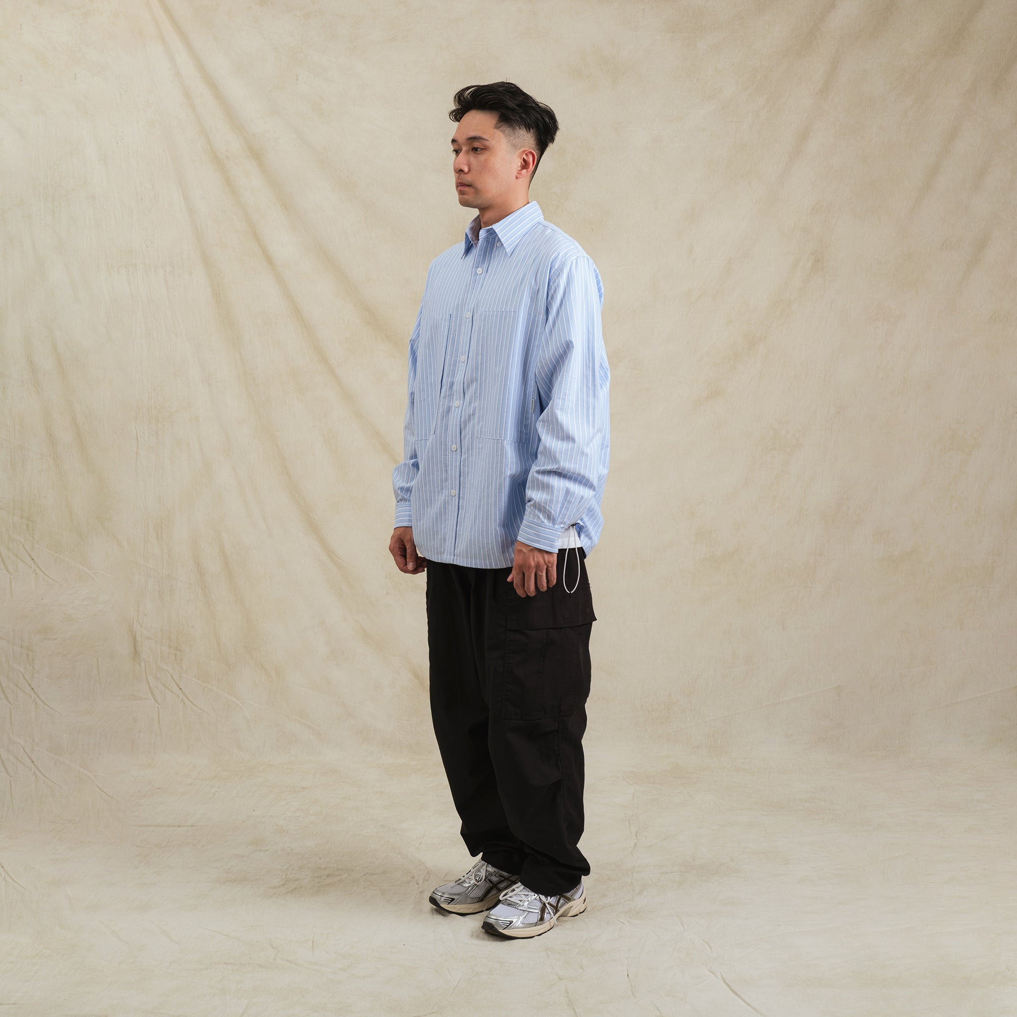 Shuren Stripe Sidepull Shirt / Cotton