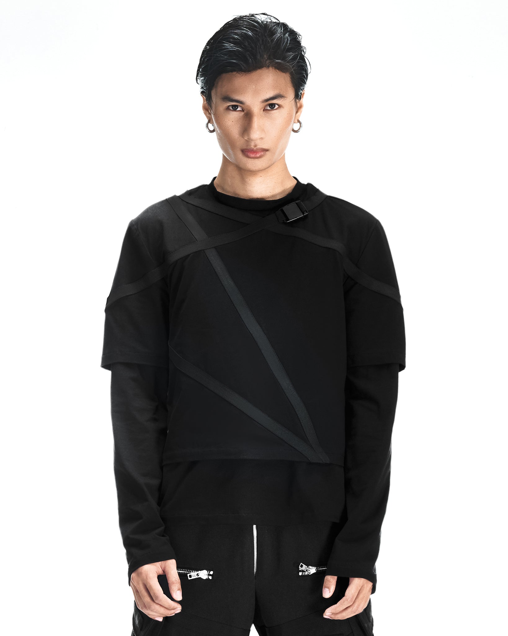 TRAP - X  LAYERED LONG SLEEVE T-SHIRT BLACK
