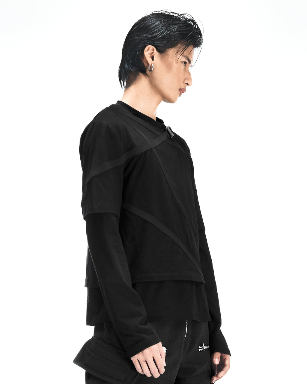 TRAP - X  LAYERED LONG SLEEVE T-SHIRT BLACK