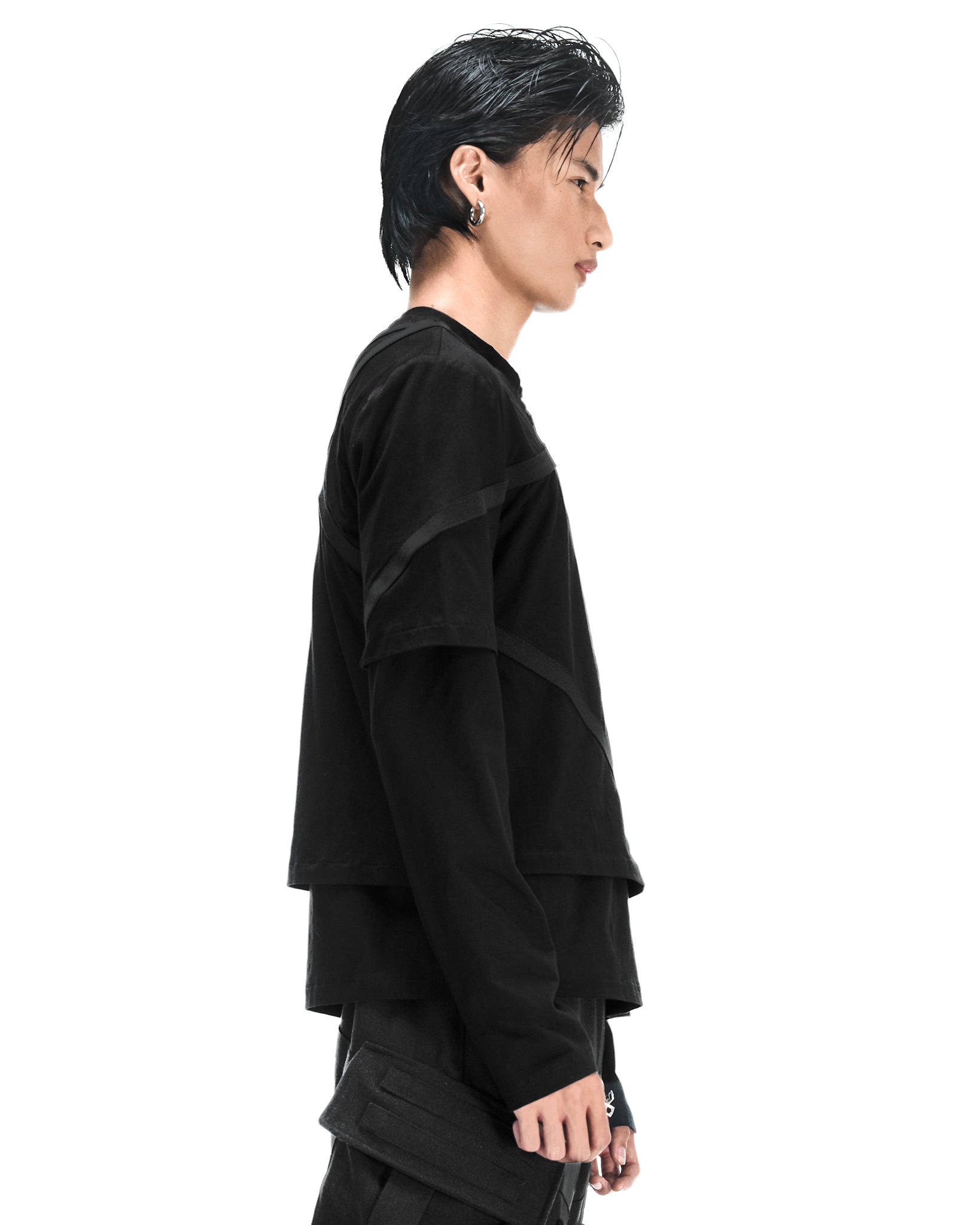 TRAP - X  LAYERED LONG SLEEVE T-SHIRT BLACK