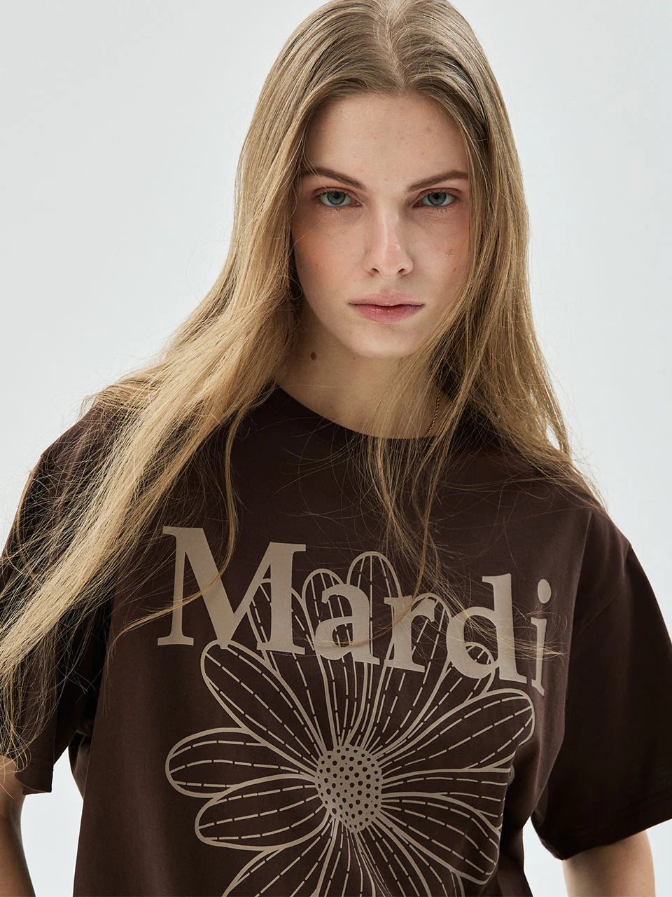 TSHIRT FLOWERMARDI BROWN TAUPE