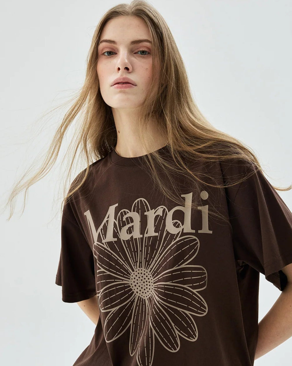 TSHIRT FLOWERMARDI BROWN TAUPE
