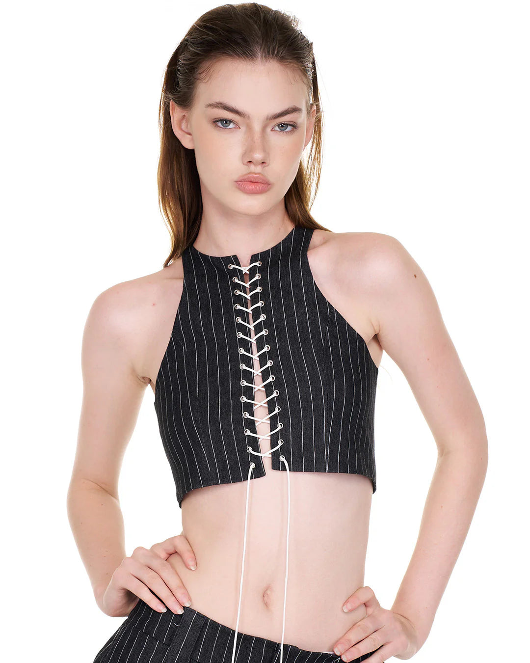 PUSHIE STRIPED CORSET BLACK
