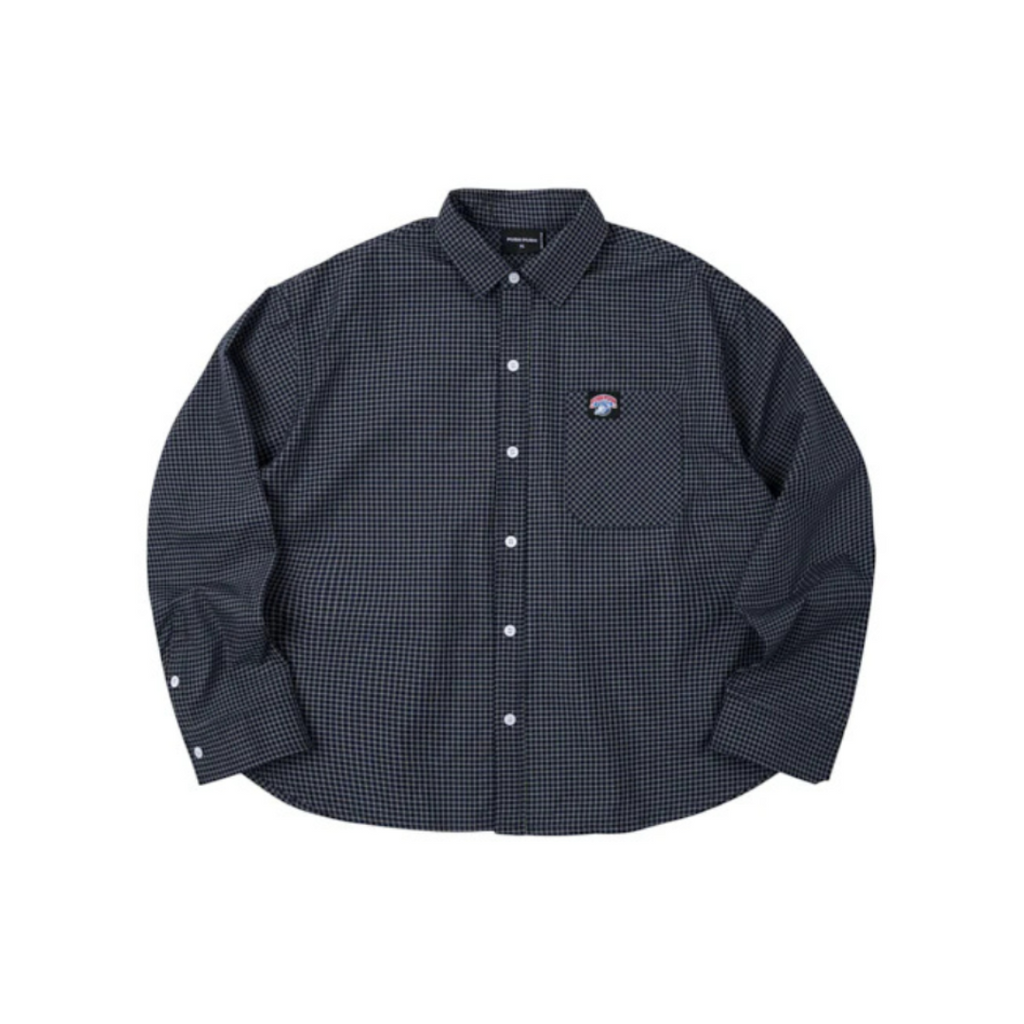 GINGHAM OVERSIZE SHIRT NAVY