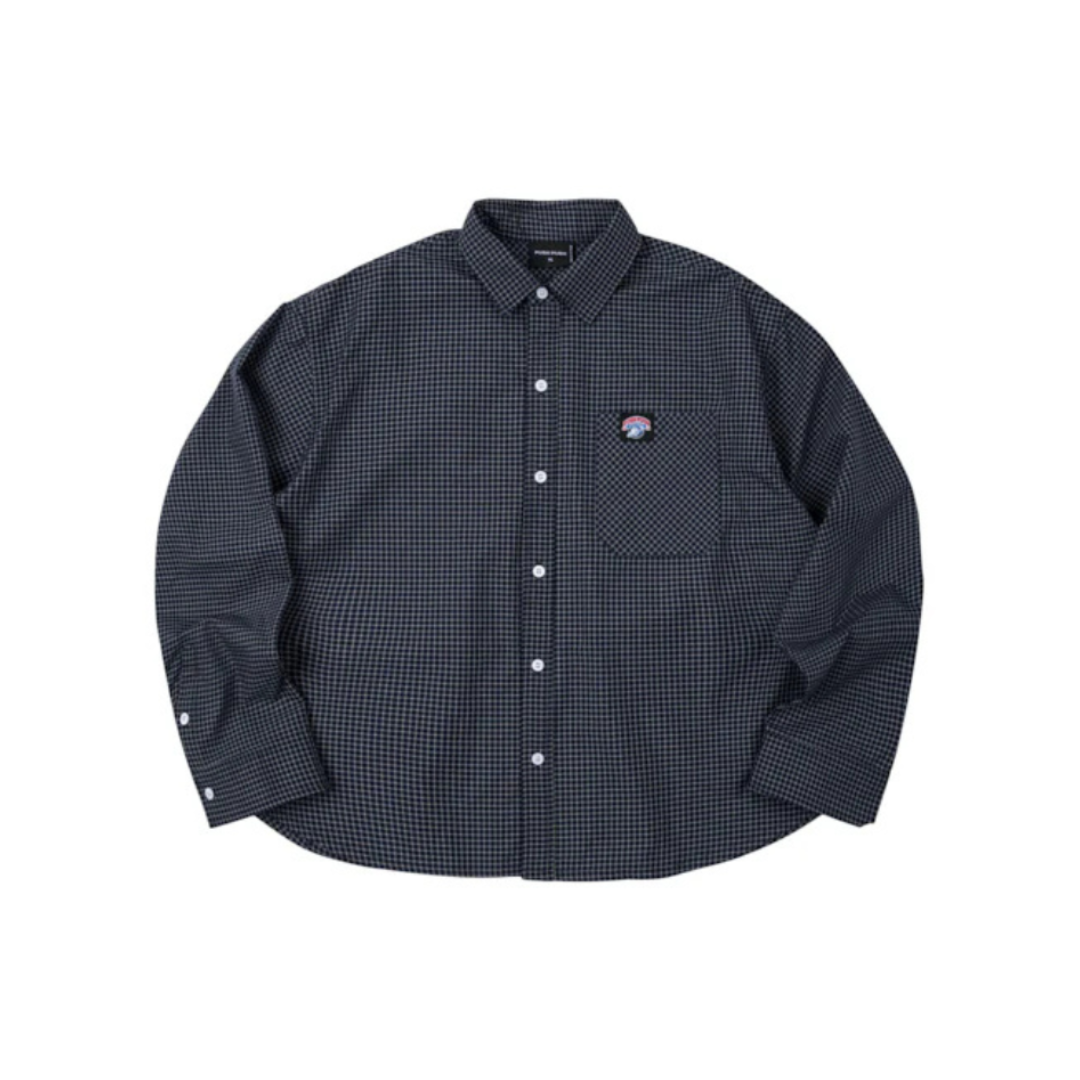GINGHAM OVERSIZE SHIRT NAVY