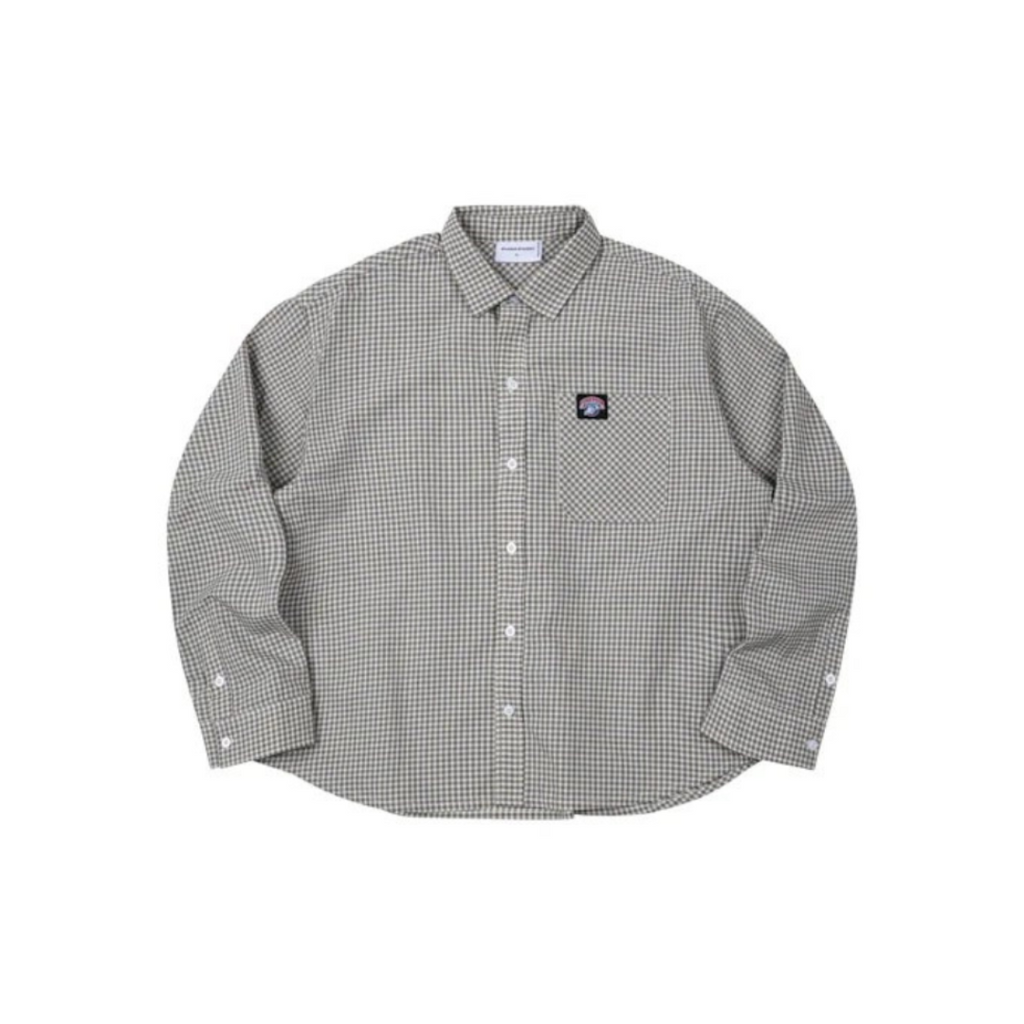 GINGHAM OVERSIZE SHIRT OLIVE GREY