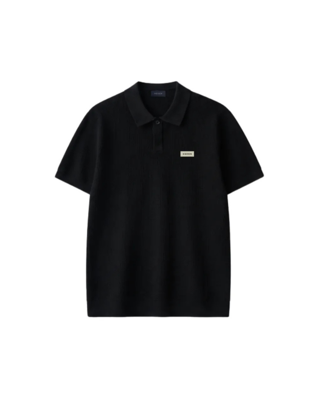 EARTH SERIES WAFFLE KNIT POLO MIDNIGHT BLACK