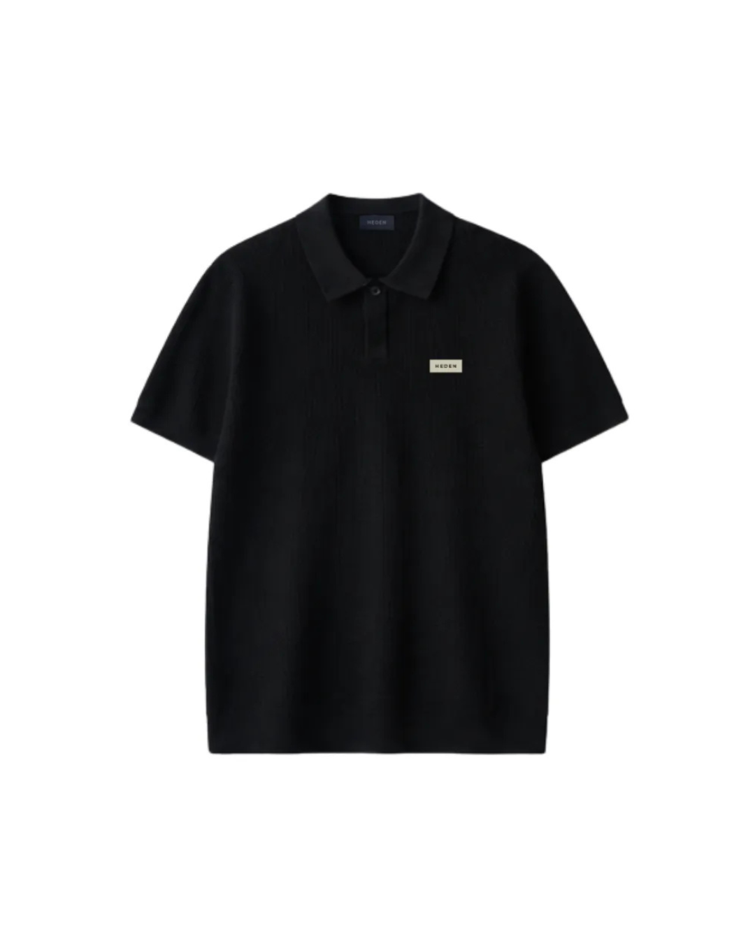 EARTH SERIES WAFFLE KNIT POLO MIDNIGHT BLACK