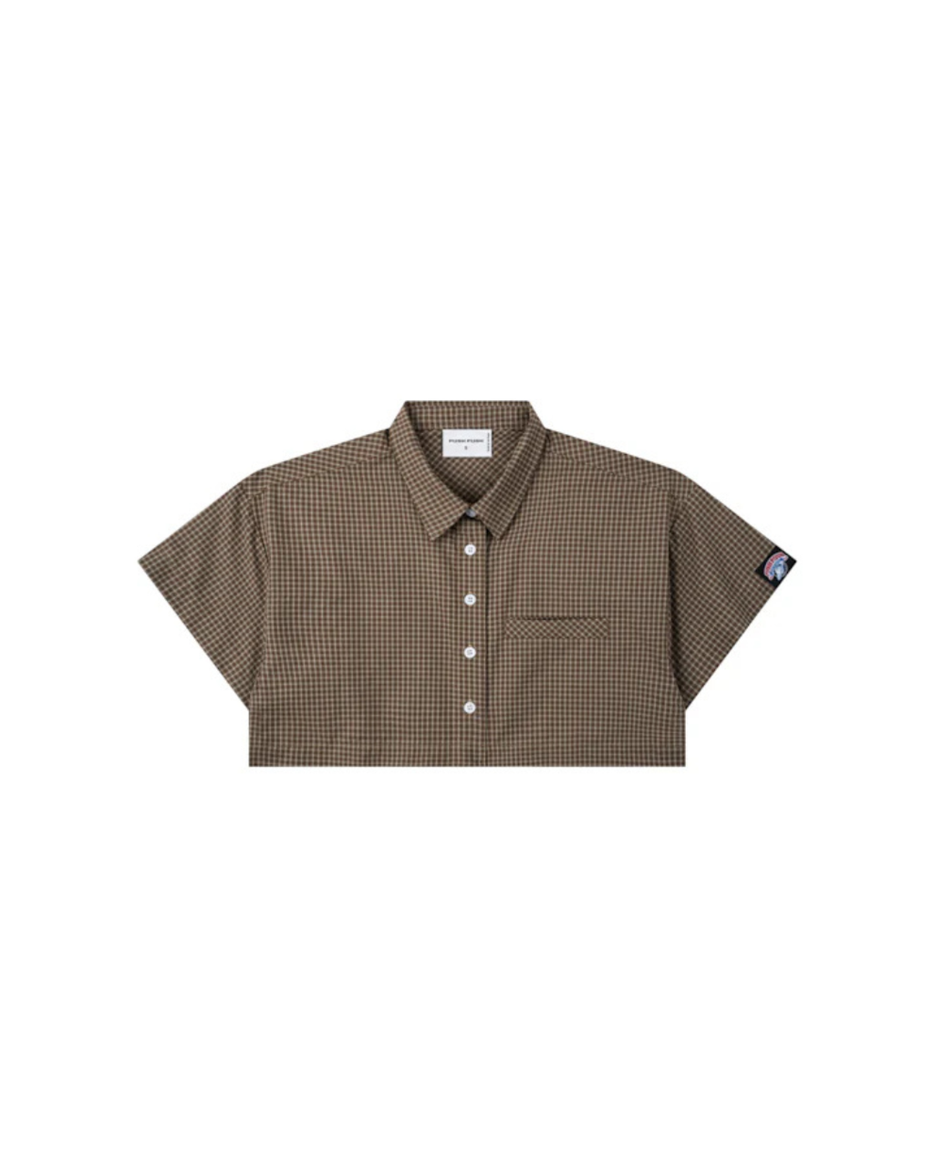 GINGHAM CROP SHIRT MOSS BROWN