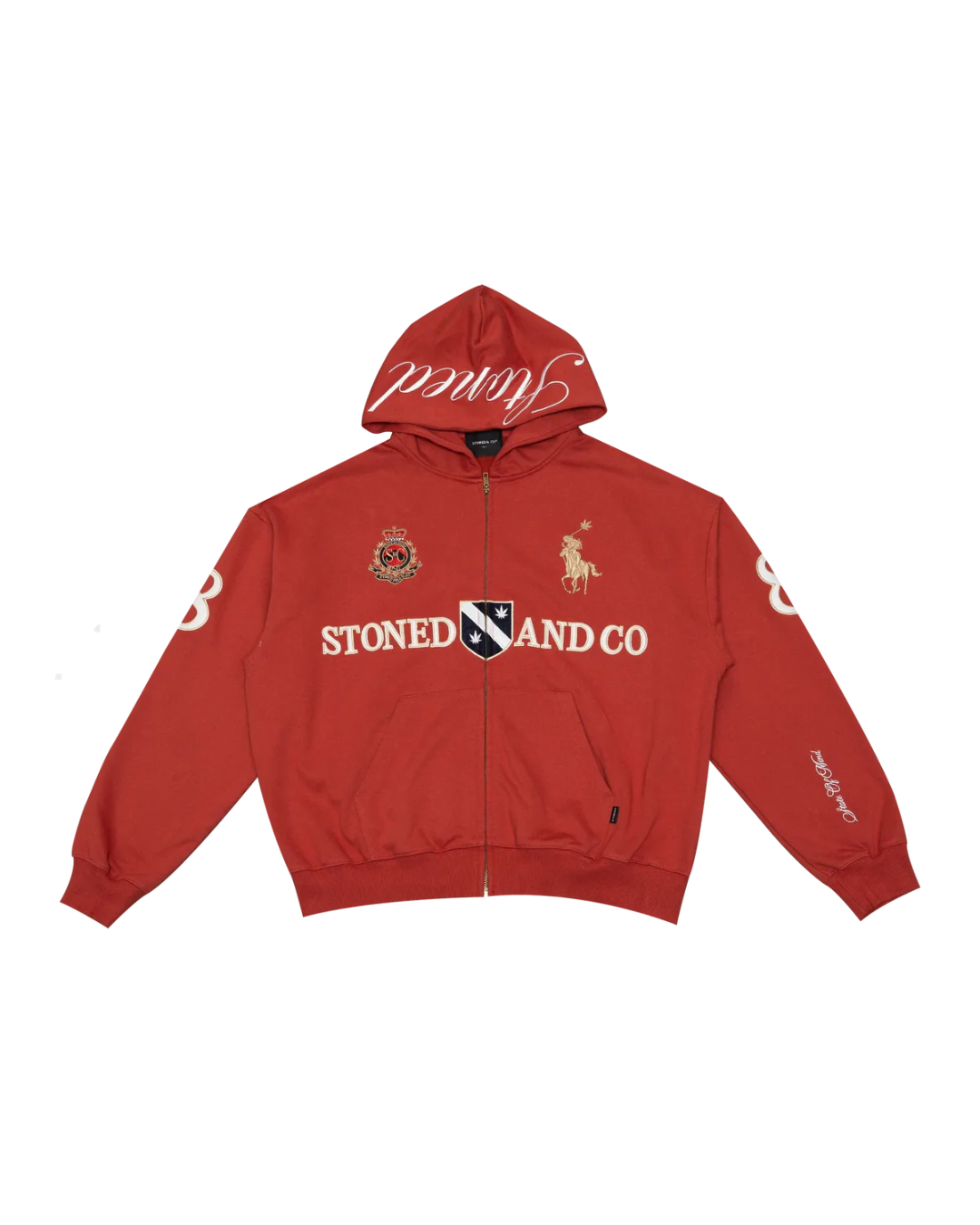 DARK HORSE : POLO ZIPPED UP HOODIE RED