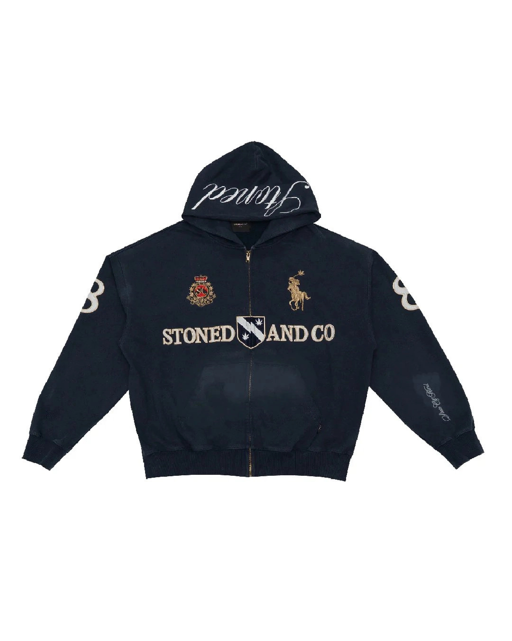 DARK HORSE : POLO ZIPPED UP HOODIE NAVY