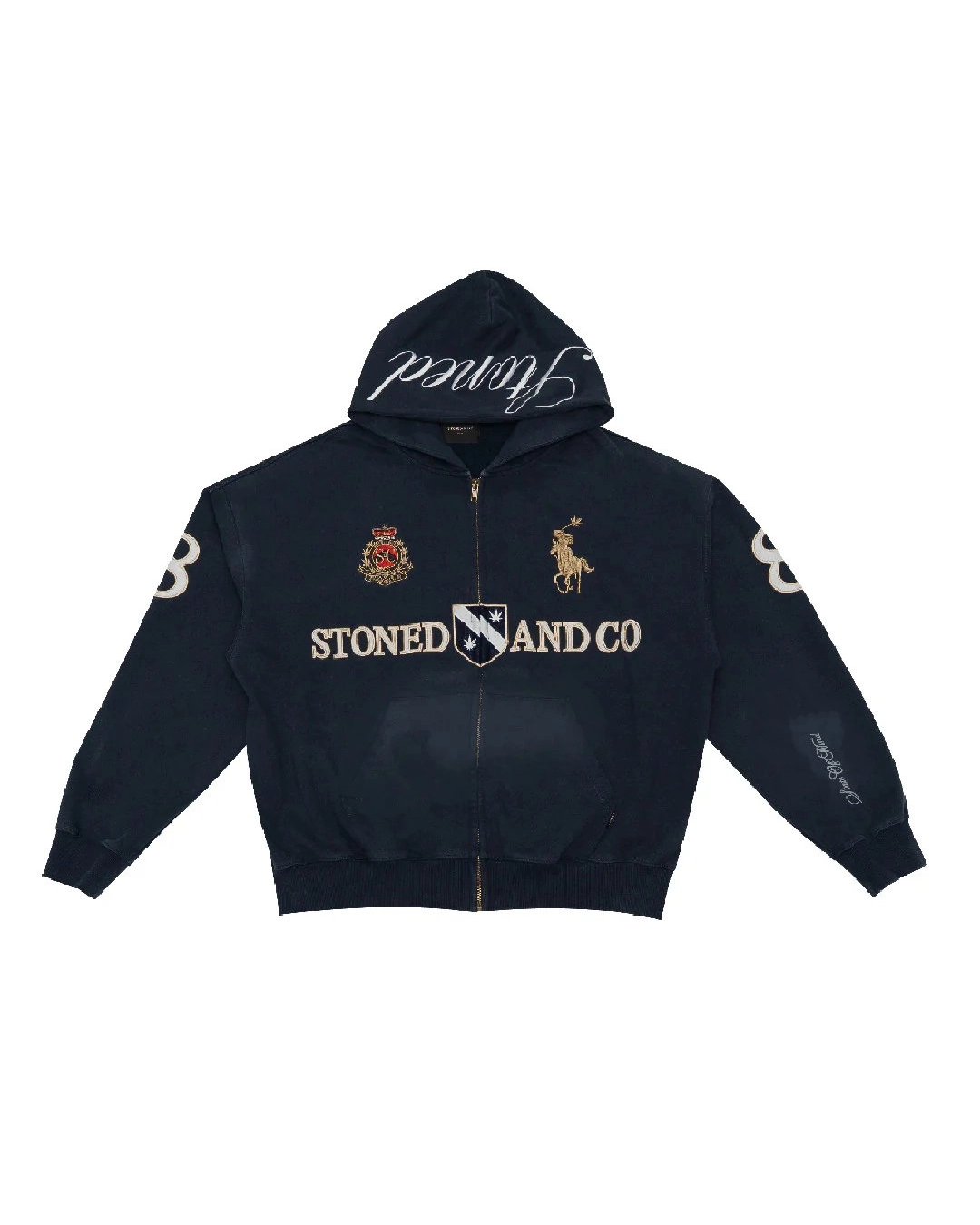 DARK HORSE : POLO ZIPPED UP HOODIE NAVY