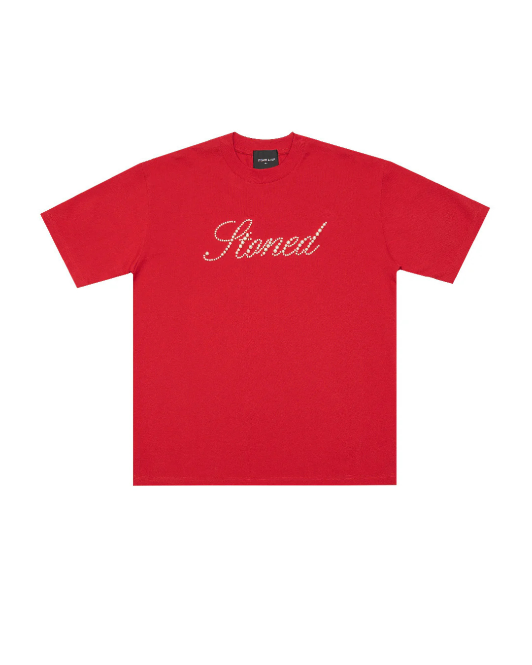 BLESSED 26 : CURSIVE PEARL LOGO TEE RED
