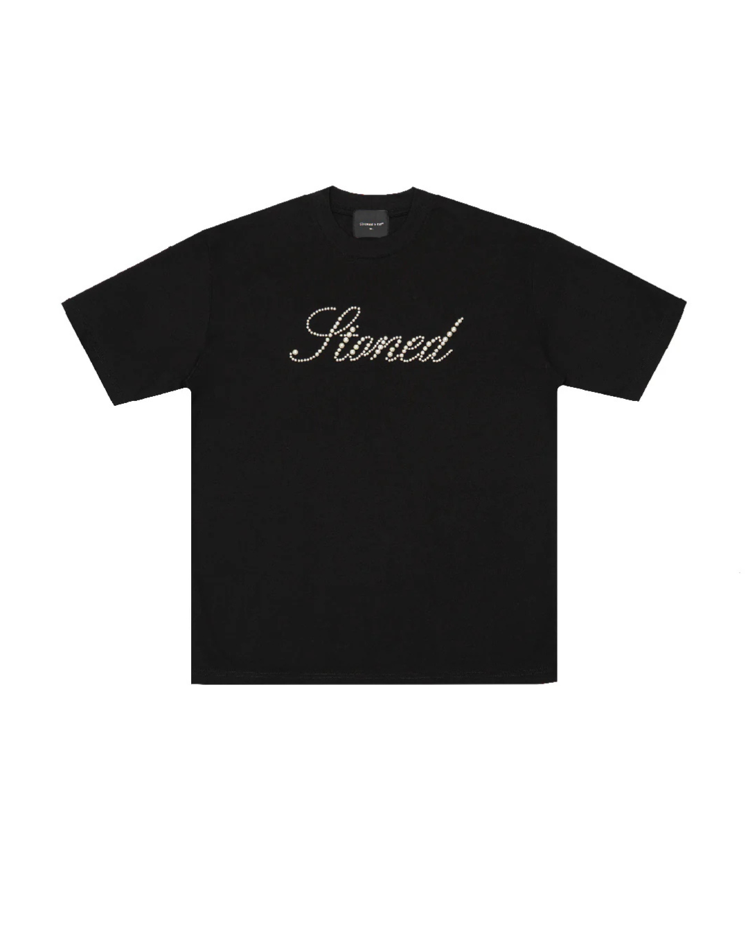 BLESSED 26 : CURSIVE PEARL LOGO TEE BLACK