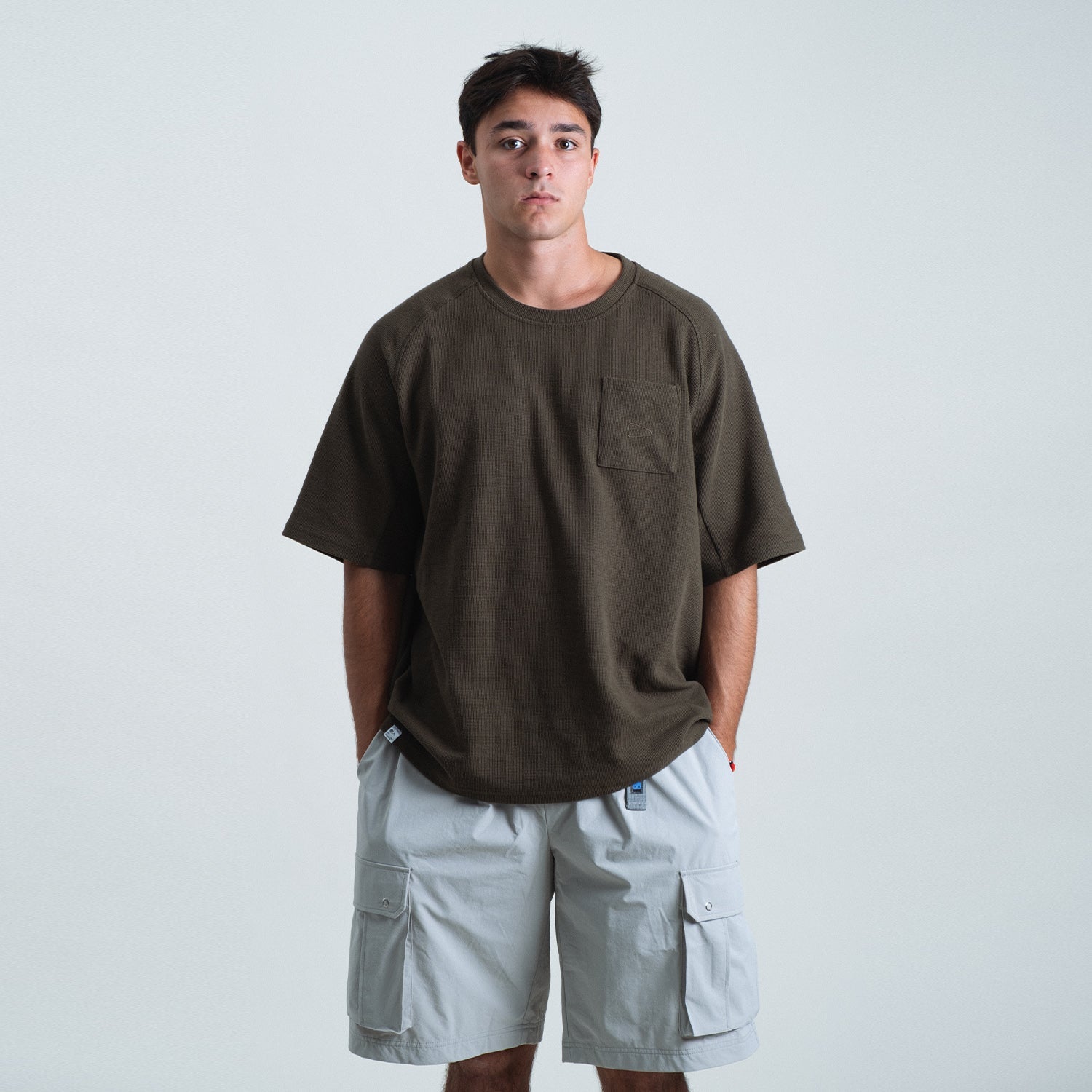 Shuren Waffle Tee / Cotton OLIVE