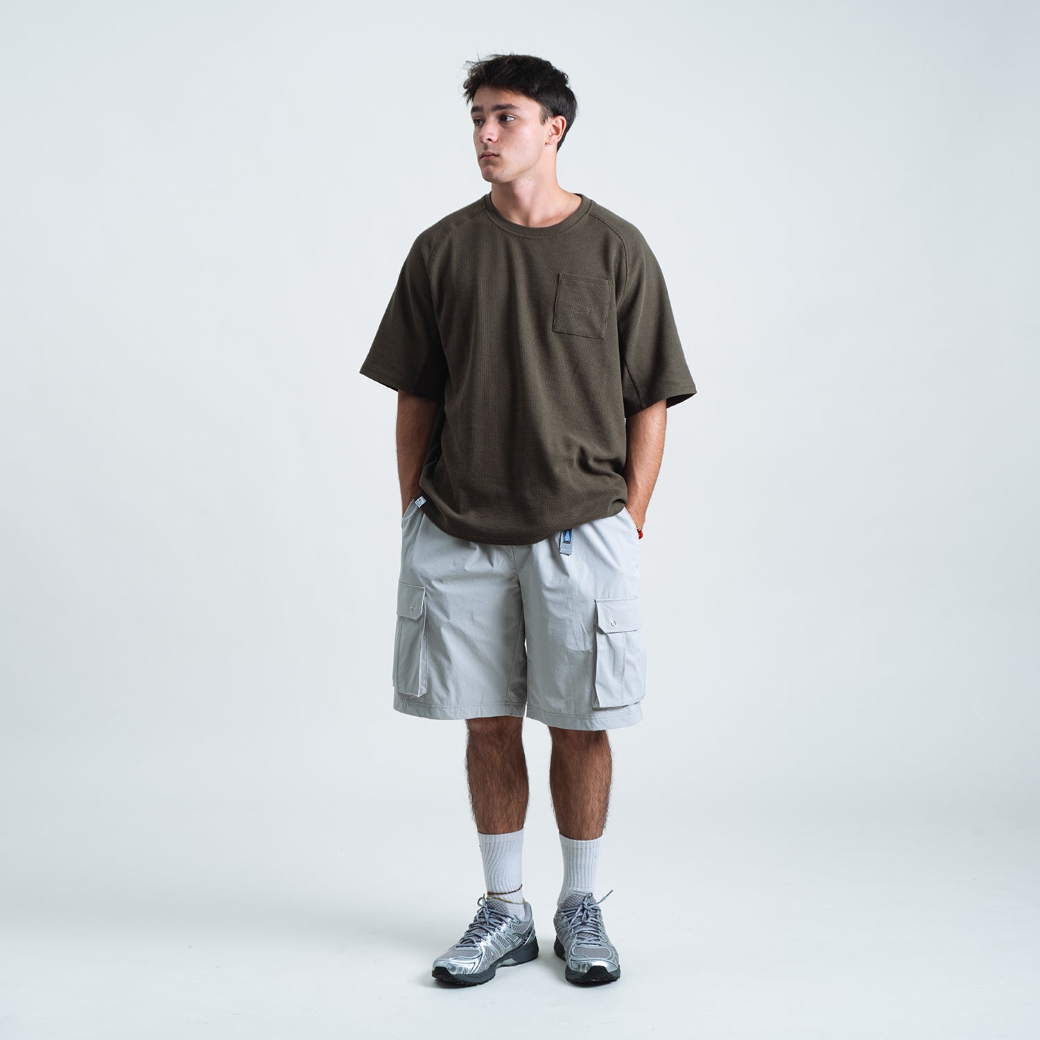 Shuren Waffle Tee / Cotton OLIVE