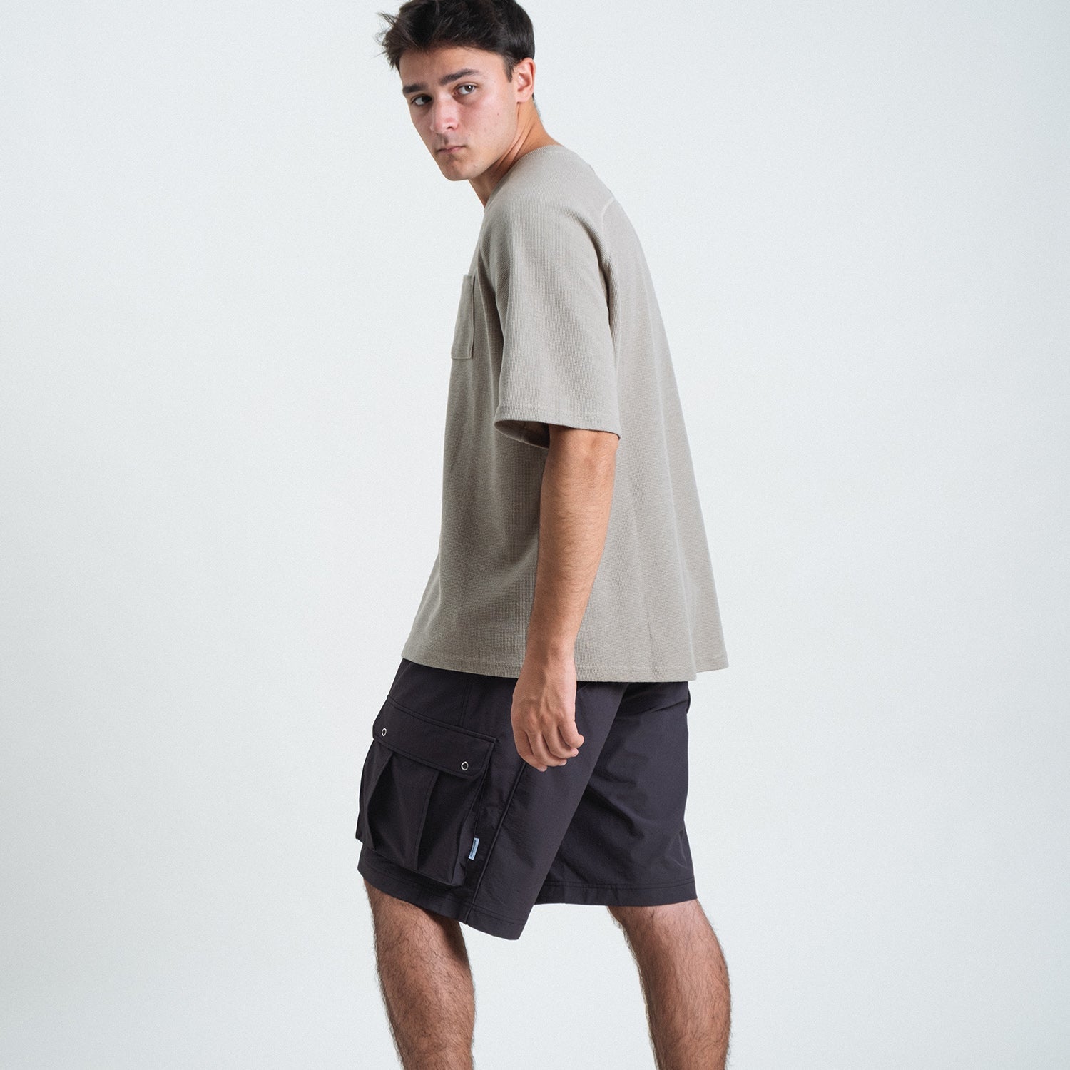 Shuren Waffle Tee / Cotton OLIVE