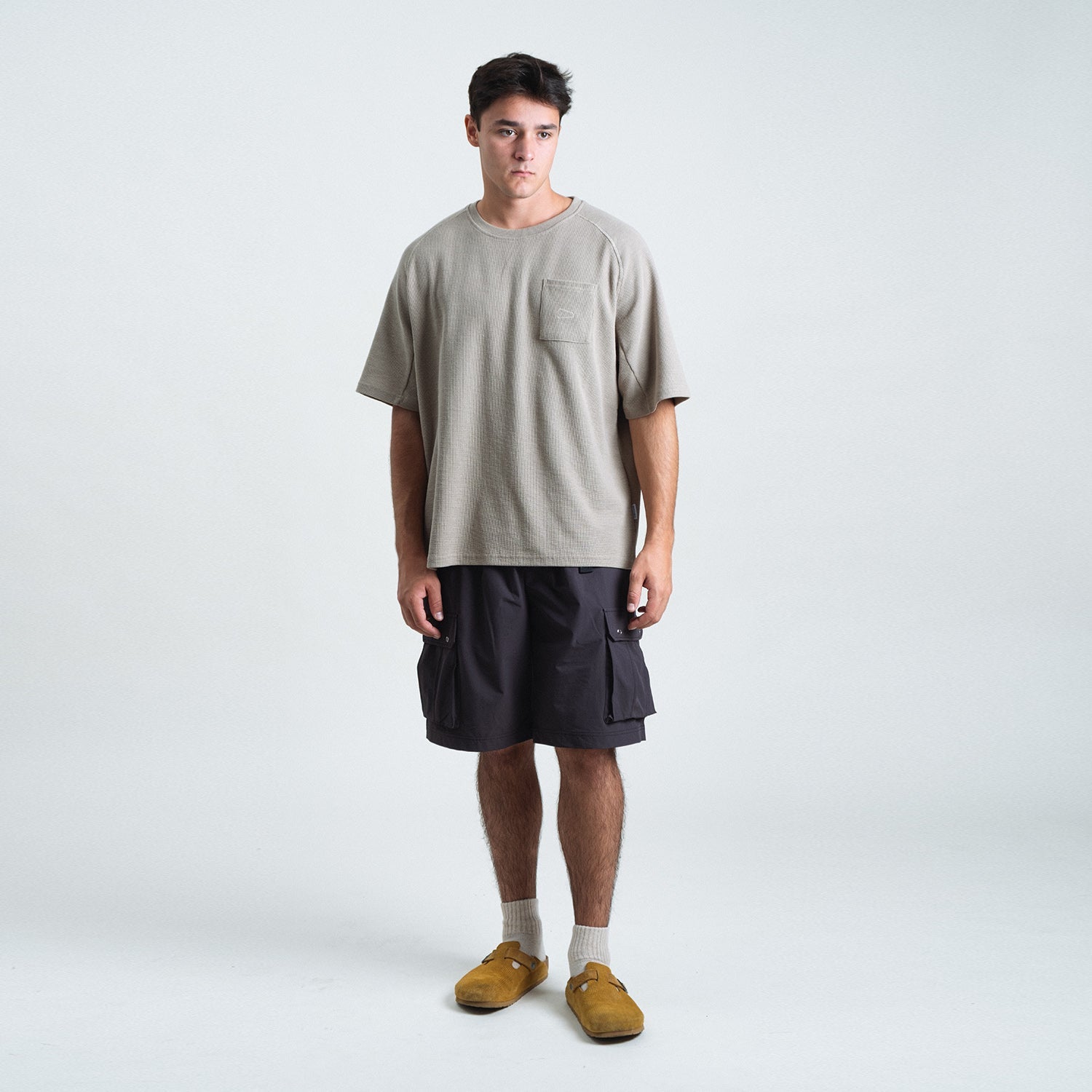 Shuren Waffle Tee / Cotton OLIVE