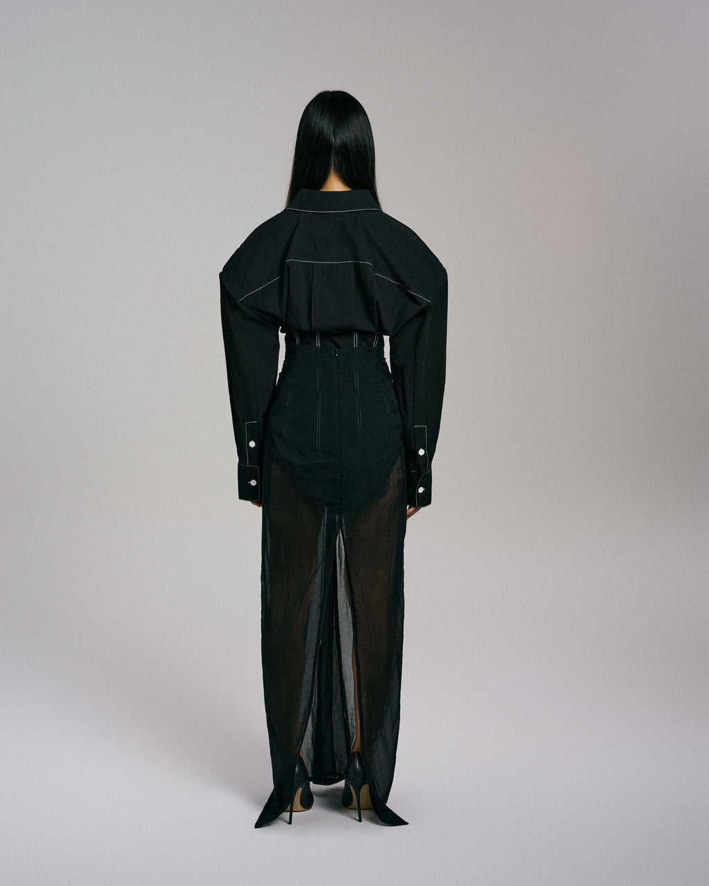 'GATHERED' MAXI SKIRT BLACK