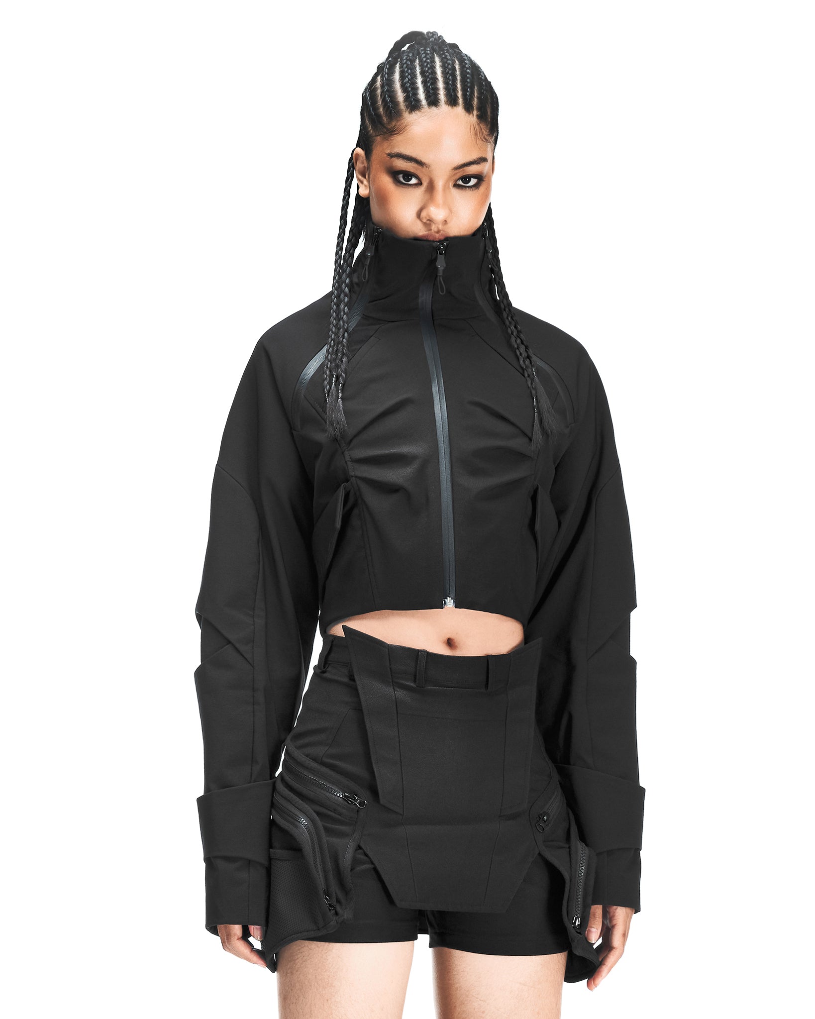 XIRVA CROPPED JACKET BLACK