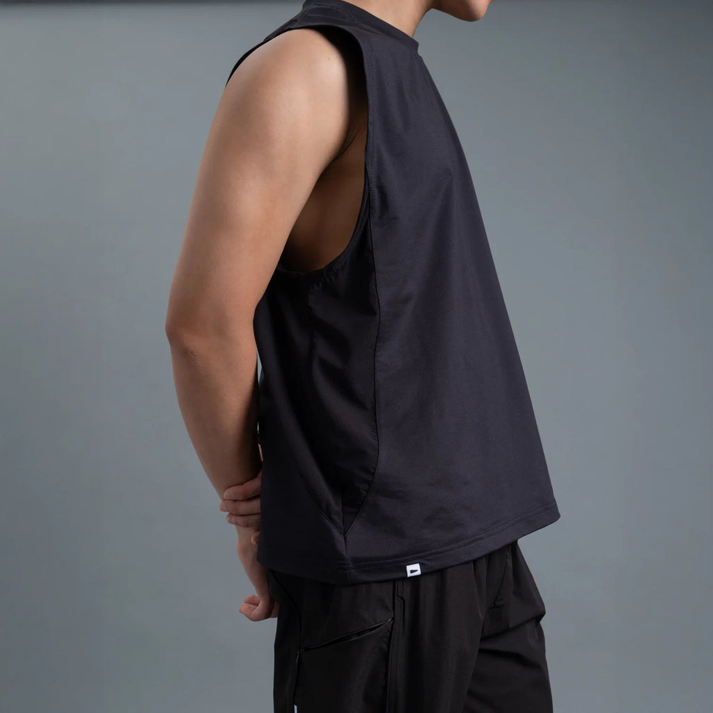 SLEEVELESS 2-TONE BLACK