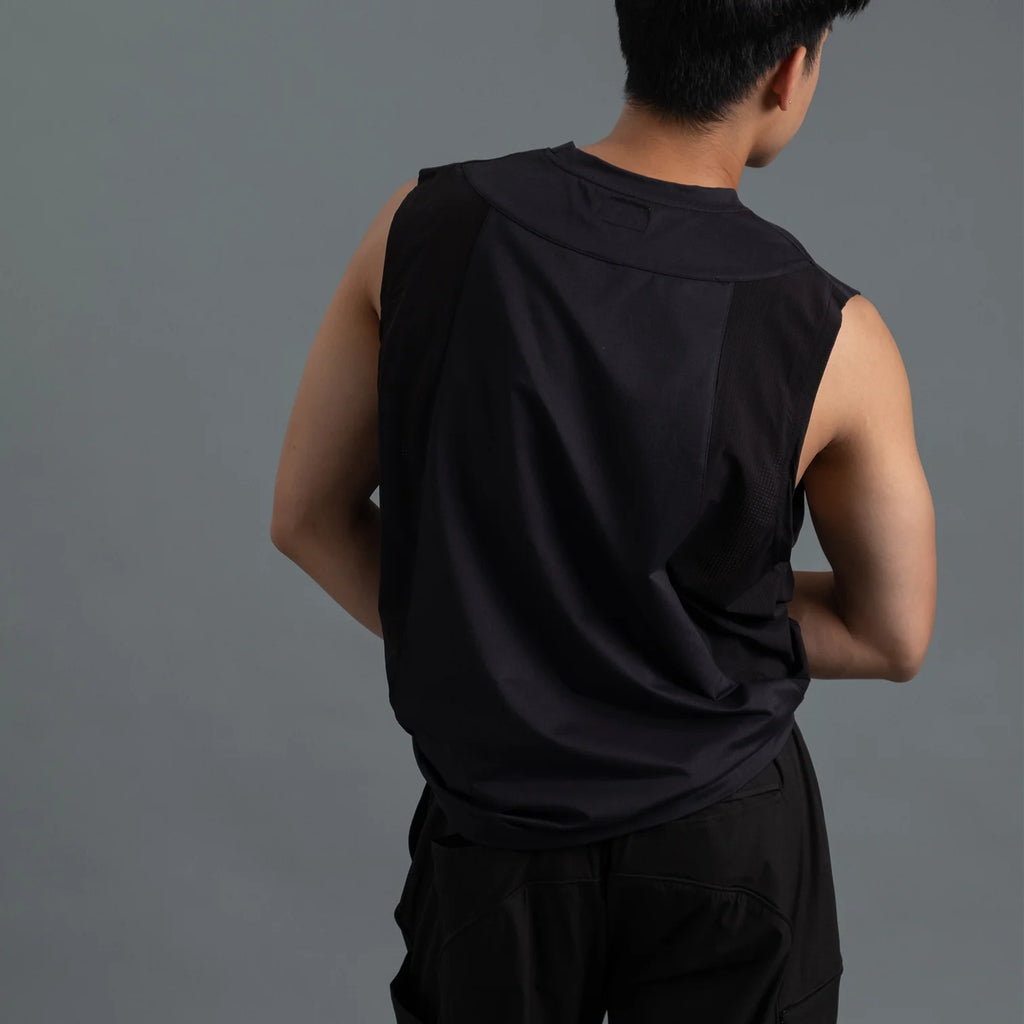 SLEEVELESS 2-TONE BLACK