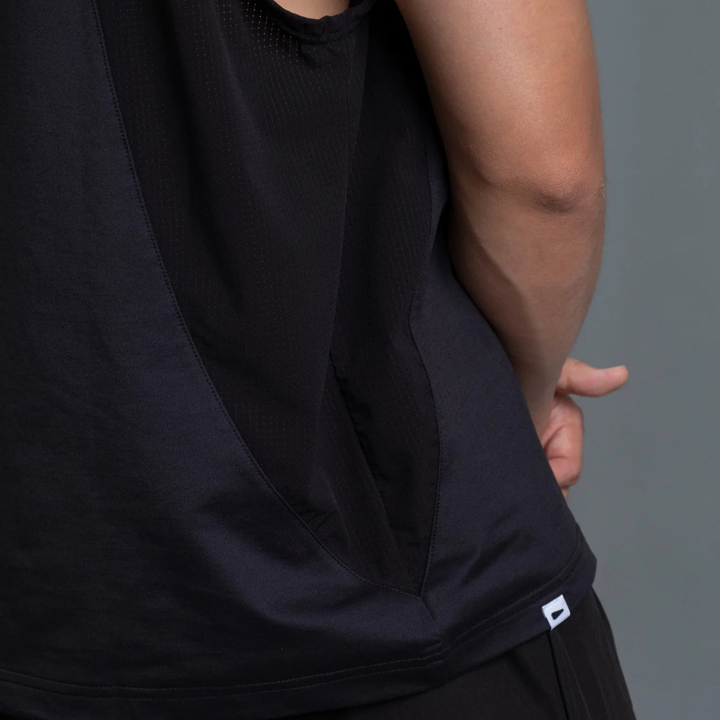 SLEEVELESS 2-TONE BLACK