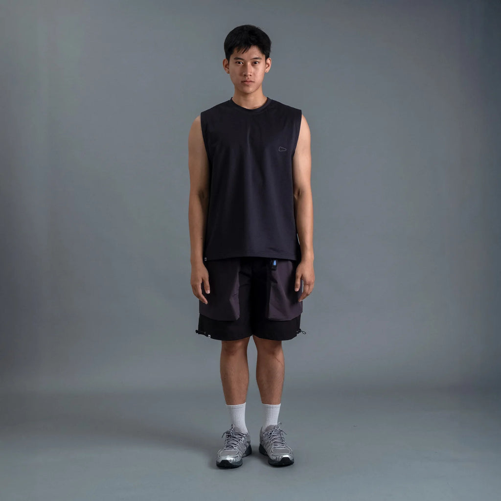 SLEEVELESS 2-TONE BLACK