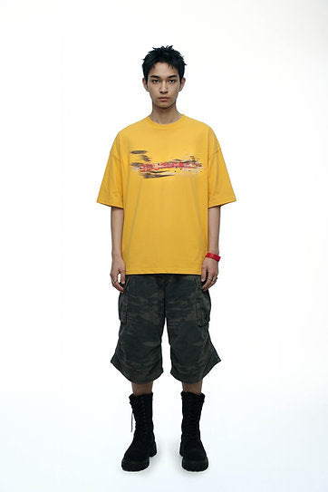CAR PAINT SCRATCH T-SHIRT OVERSIZED YELLOW