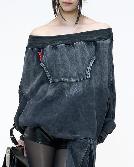 UPSIDE DOWN HOODIE WASHED BLACK