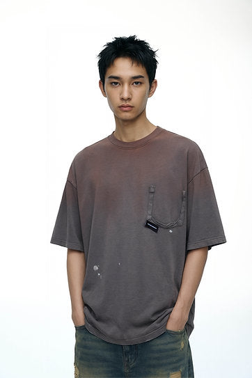 RIPPED POCKET T-SHIRT OVERSIZED RUSTED GREY