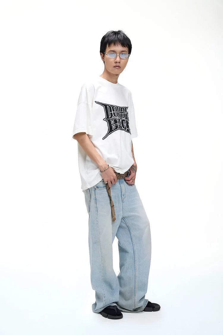 RIPPED EMBROIDERY T-SHIRT OVERSIZED