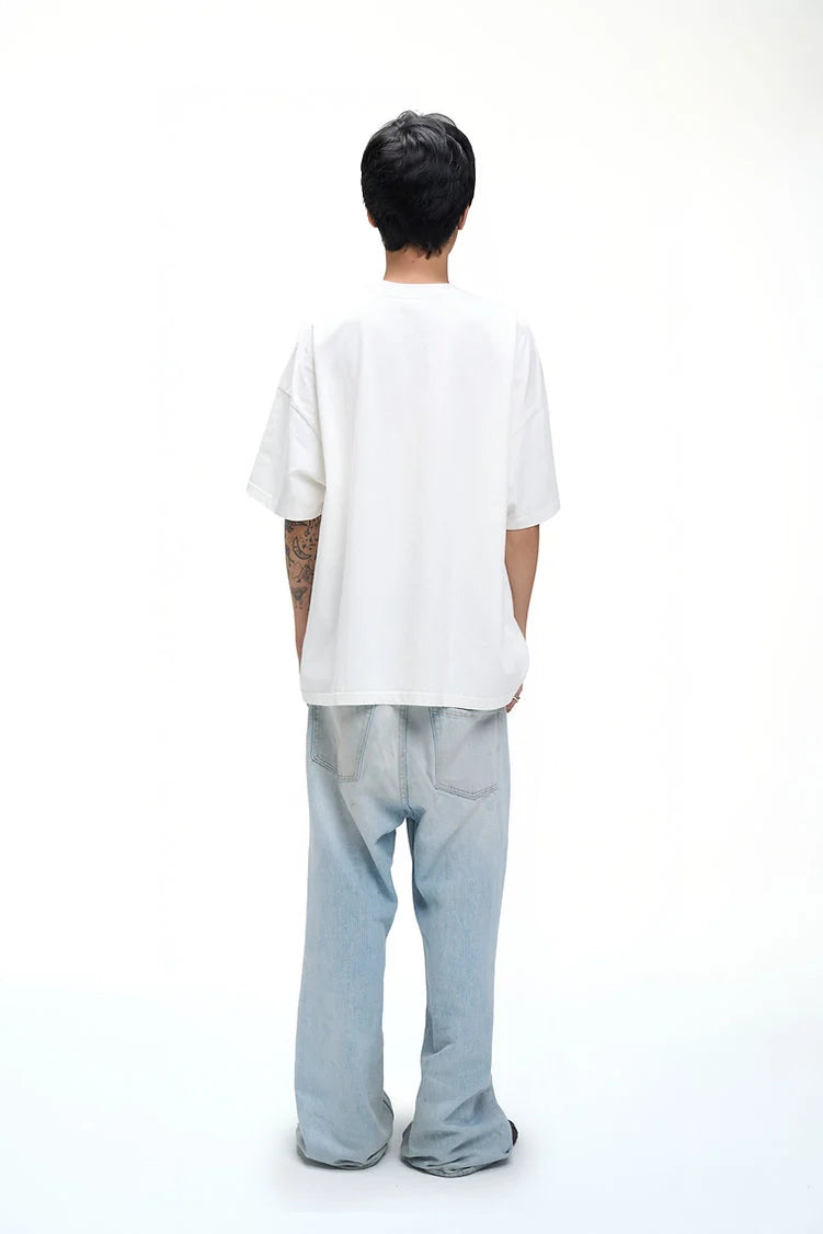RIPPED EMBROIDERY T-SHIRT OVERSIZED