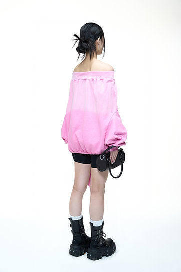 UPSIDE DOWN HOODIE WASHED PINK