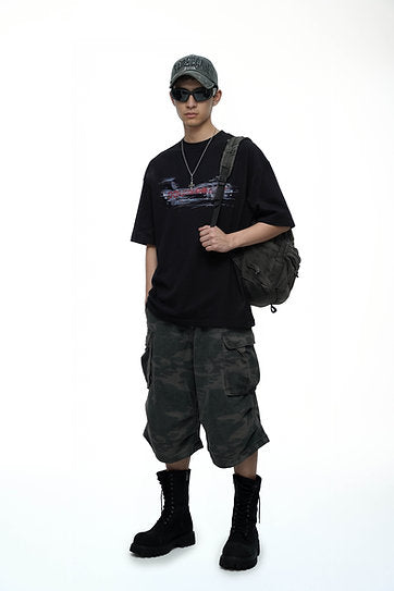 CAR PAINT SCRATCH T-SHIRT OVERSIZED BLACK