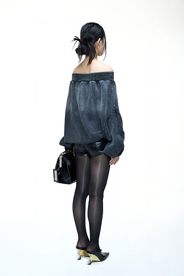 UPSIDE DOWN HOODIE WASHED BLACK