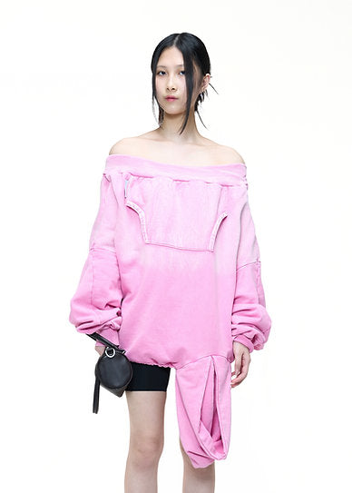 UPSIDE DOWN HOODIE WASHED PINK