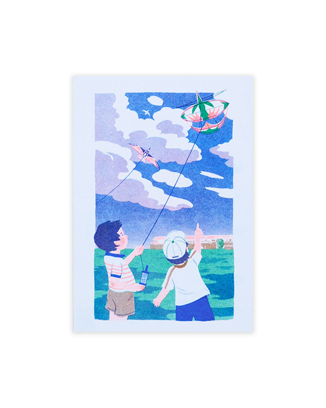 RISOGRAPH POSTCARD SIMPLE HAPPINESS HAPPINESS ON STRING