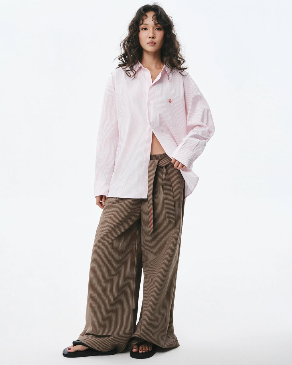 MINI LOGO STRIPE SHIRT SALMON