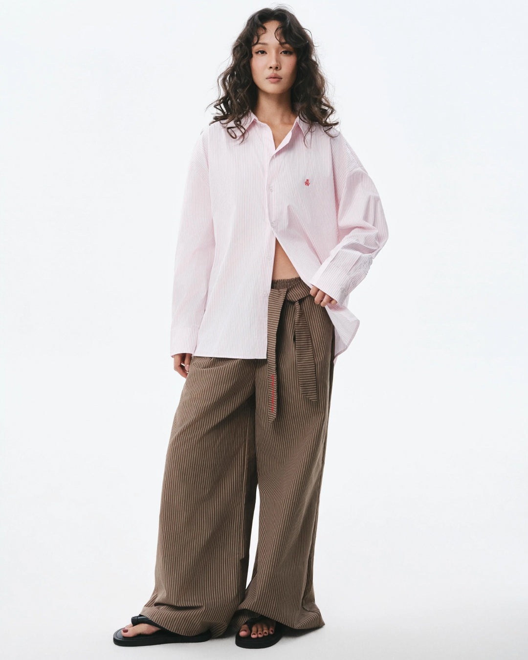 MINI LOGO STRIPE SHIRT SALMON