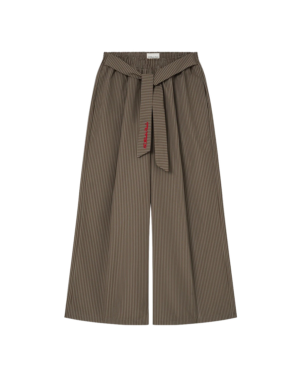 TIE FRONT STRIPE PANTS BROWN